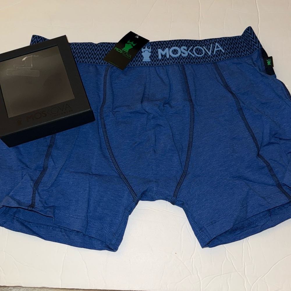 NIB Moskova Underwear Men’s Heather Blue Boxer Briefs XL